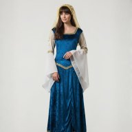 Disfraz Doncella Medieval Azul Velvet / Mujer Adulto